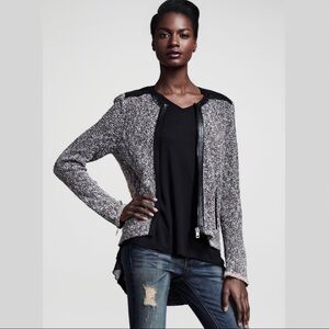 Rag & Bone Lory Tweed Zip Moto Jacket Leather Trim Designer Size Medium